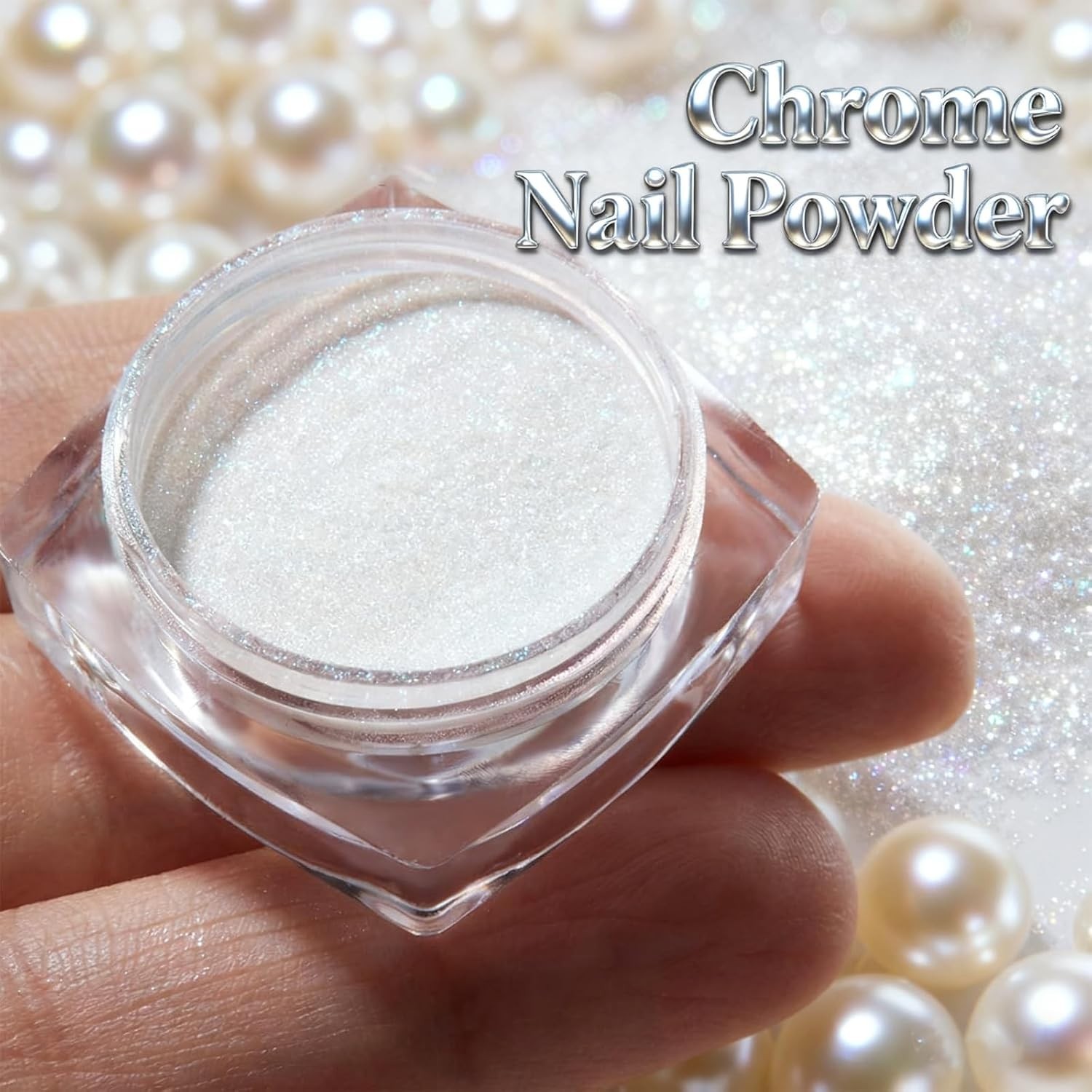 Iridescent Mermaid Chrome Nail Powder White Pearlescent Mirror Effect