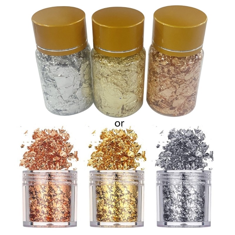 3 Bottles Broken Gold Foil Flakes Foil Fragments for Resin Jewelry Making