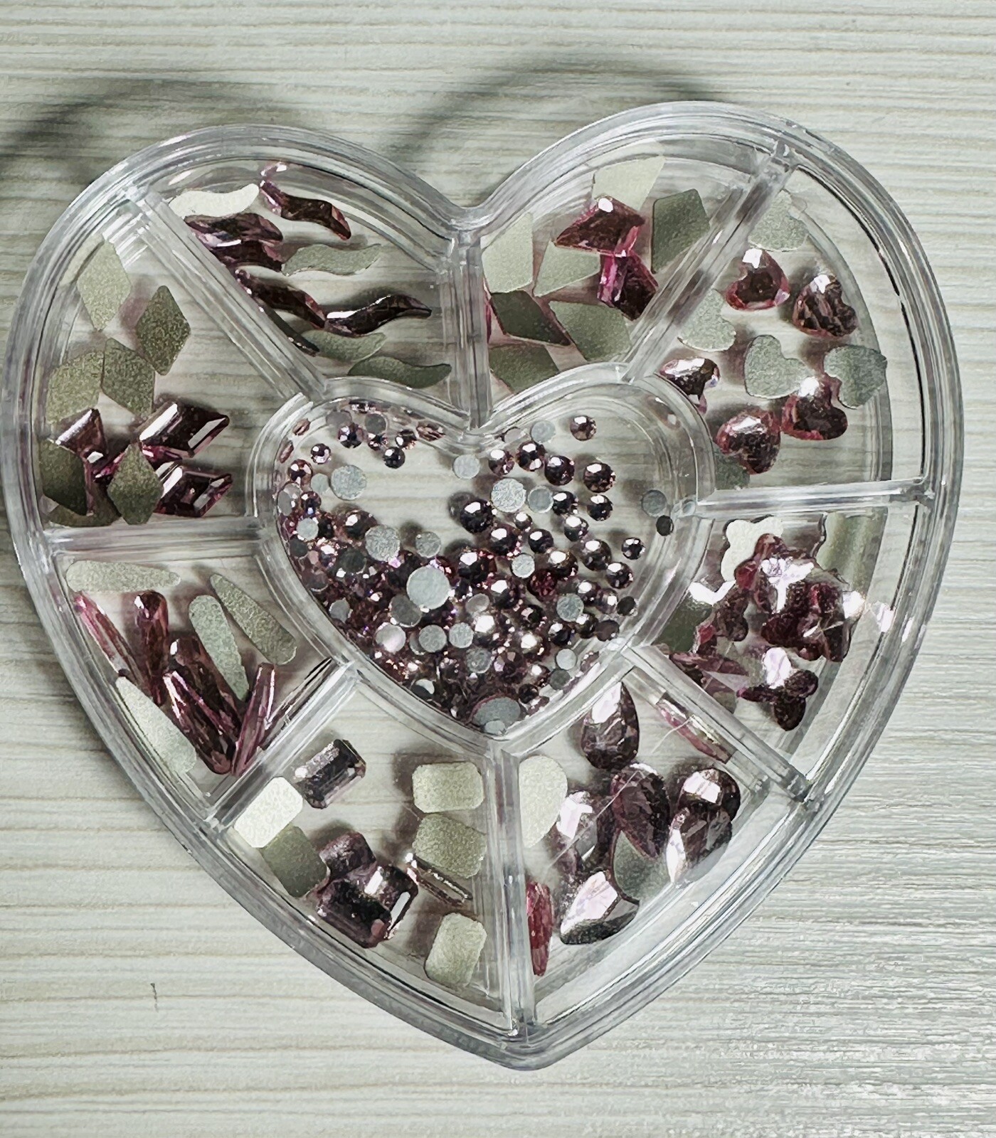 nail art flat back crystal rhinestone diamond 280 Pcs Heart Star Round Pink
