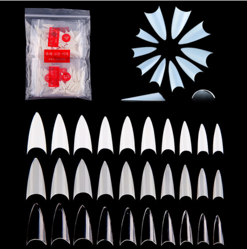 500~1000Pcs French Short Point Stiletto False Nail art Tips Acrylic Nails 10Size