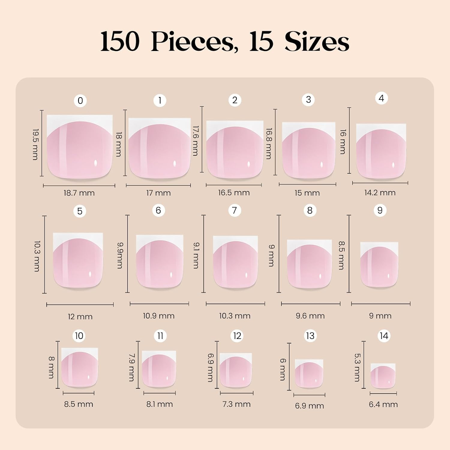 X Press French Tip Toenails – Charm French | Glossy Pink Short Square Press on T