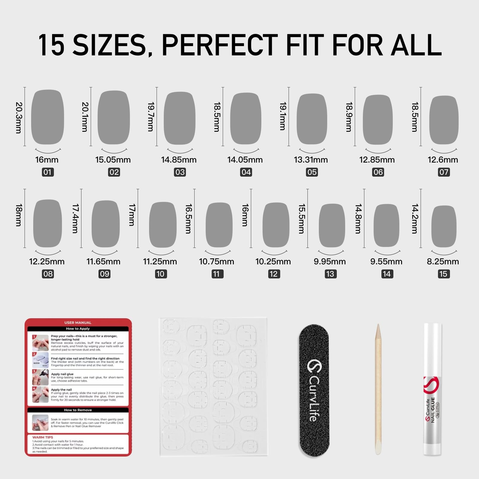 Curvlife 30pcs Short Press On Nails, Shining Stick on Fake Nails Design Glossy A