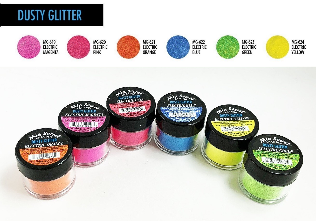 Mia Secret Nail Art Professional Powder 6 Colors Set – Dust Glitter