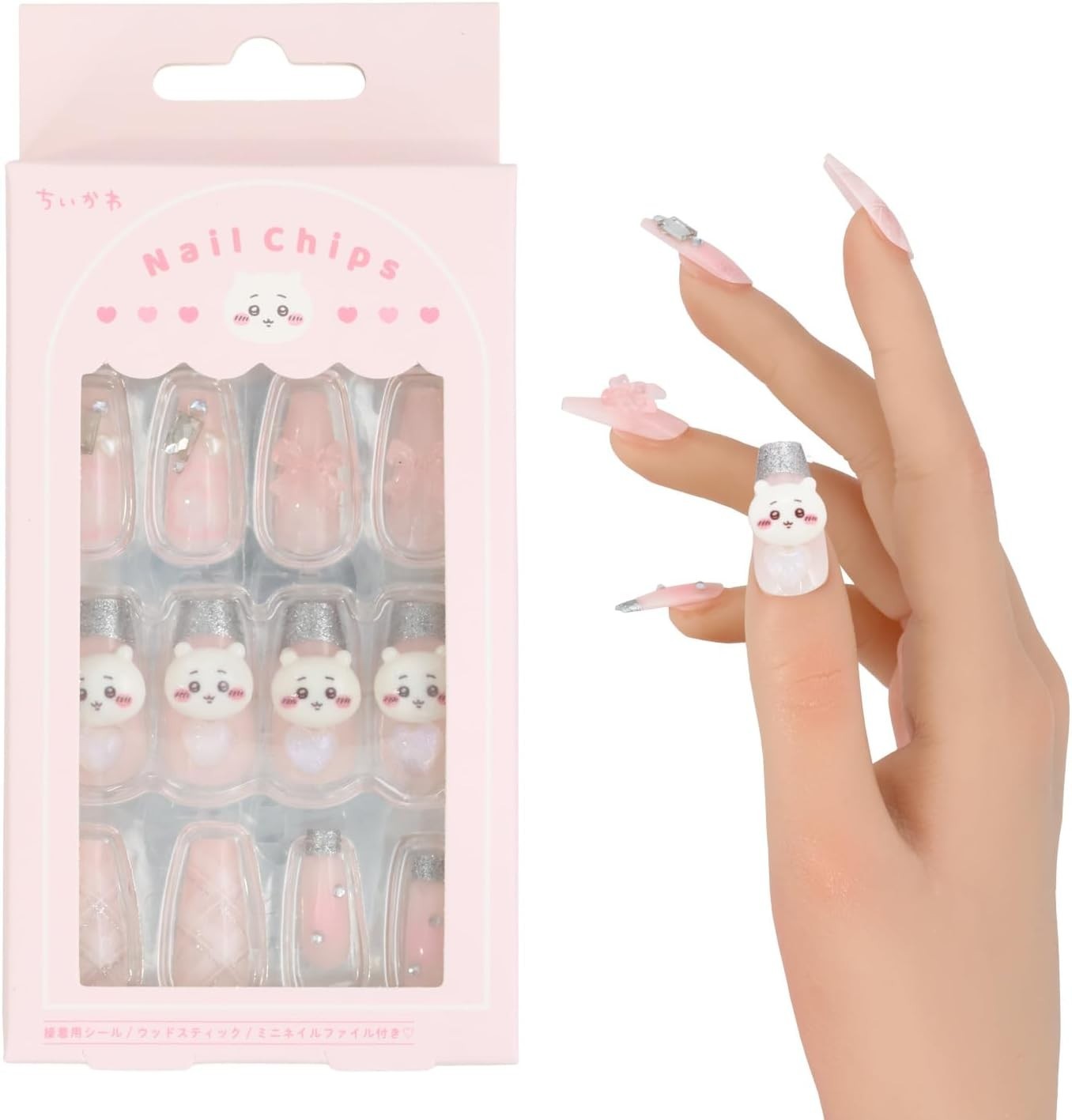 SHOBIDO Chiikawa Nail Tips 24pcs Character Design Gel Style Press-on Nails