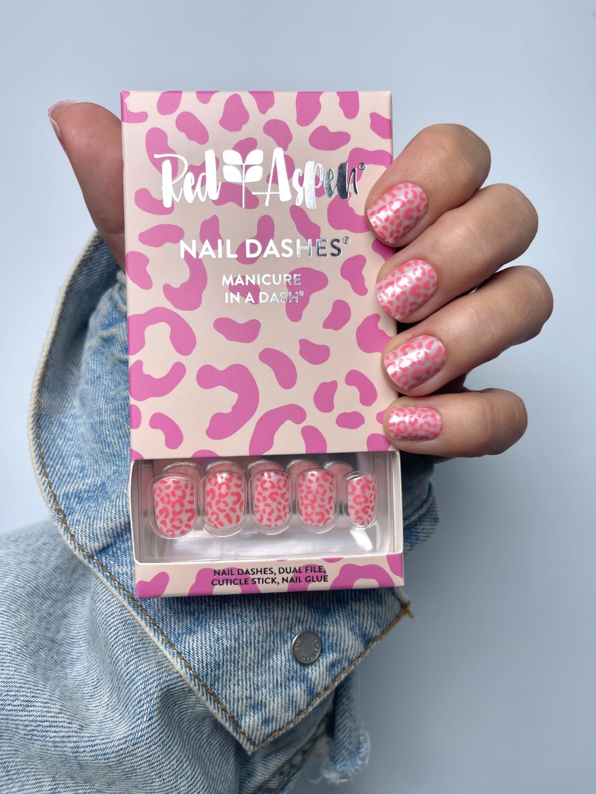 Red Aspen Nail Dashes Short Square Varied Colors Summer Glitter Glaze French