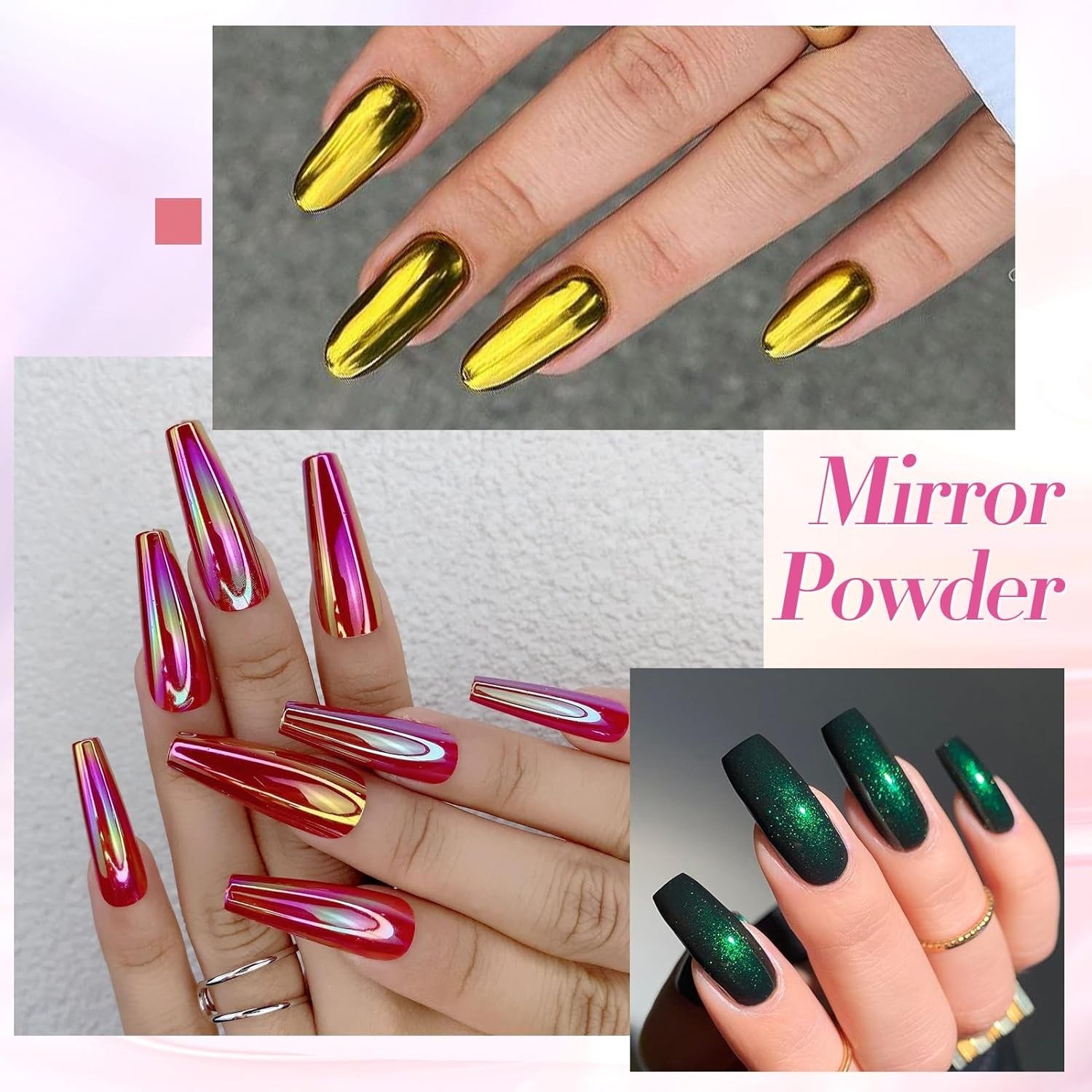 4 Boxes Metallic Mermaid Pearl Nail Powder – Versatile for Gel and Acrylic Nails