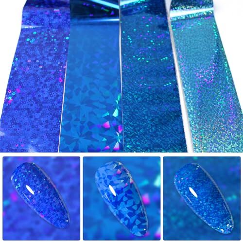 10 Rolls Mix-Design Blue Nail Foils Nail Art Transfer Foils Blue Series