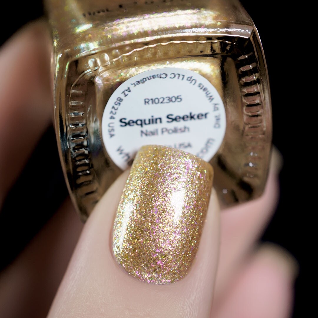 Sequin Seeker Regular Polish (Gold Shimmer & Flakies), Nail Polish for Nail Art