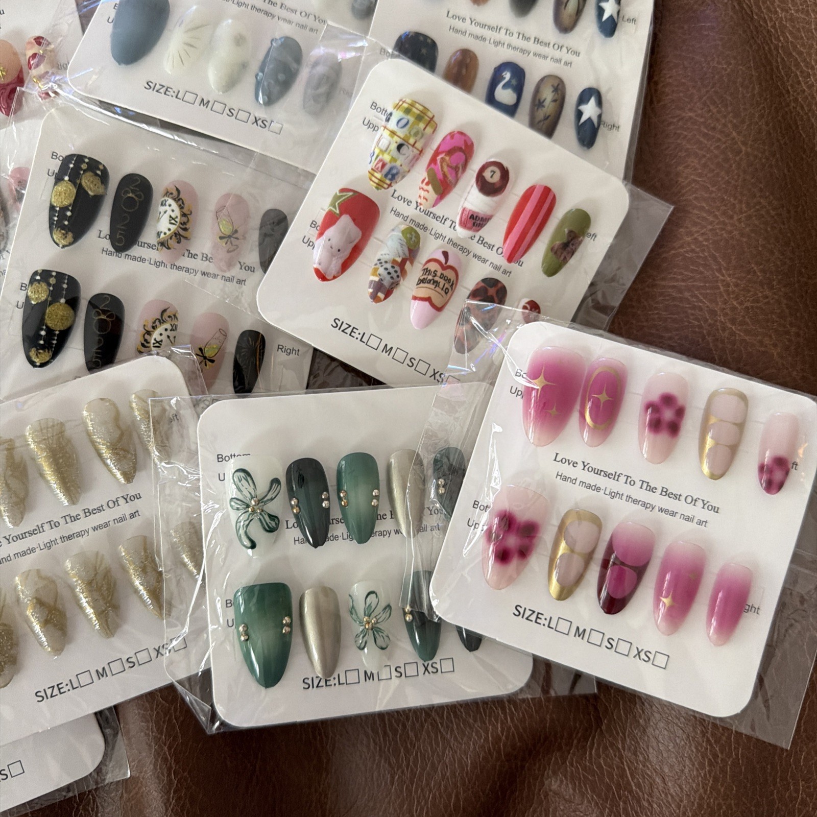 Handmade Press-On Nails Salon Reusable 16 Sets Of 10-Piece Nail Art Bulk Various