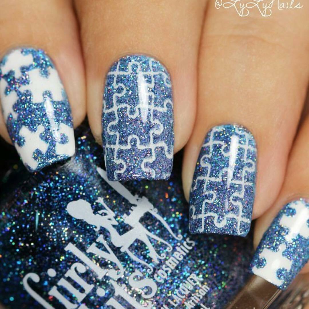 Whats Up Nails Puzzle Stencils for Nails, Autism Month Nail Stickers