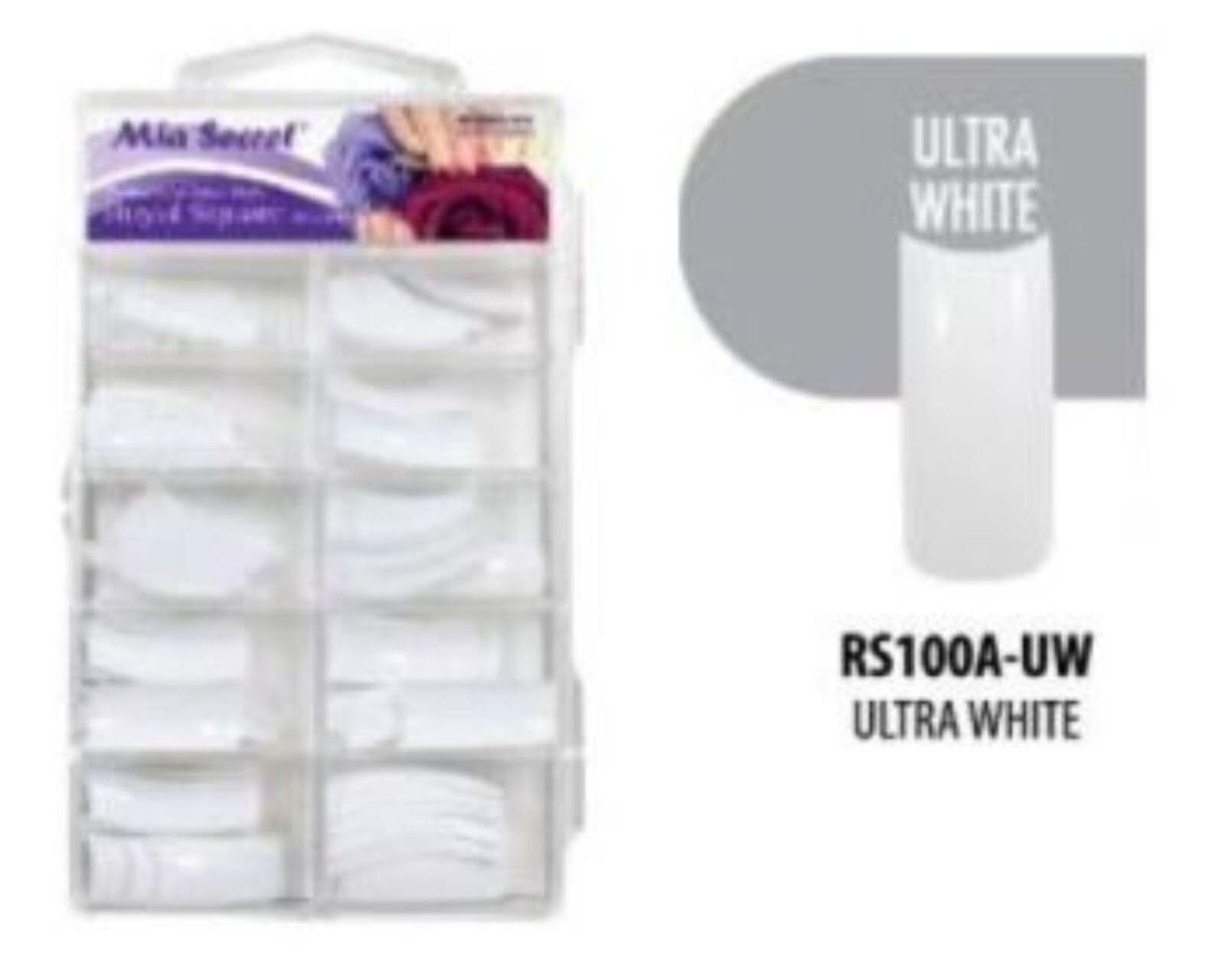 Mia Secret Royal Square Nail Tips (Ultra White) 100pcs Acrylic Case