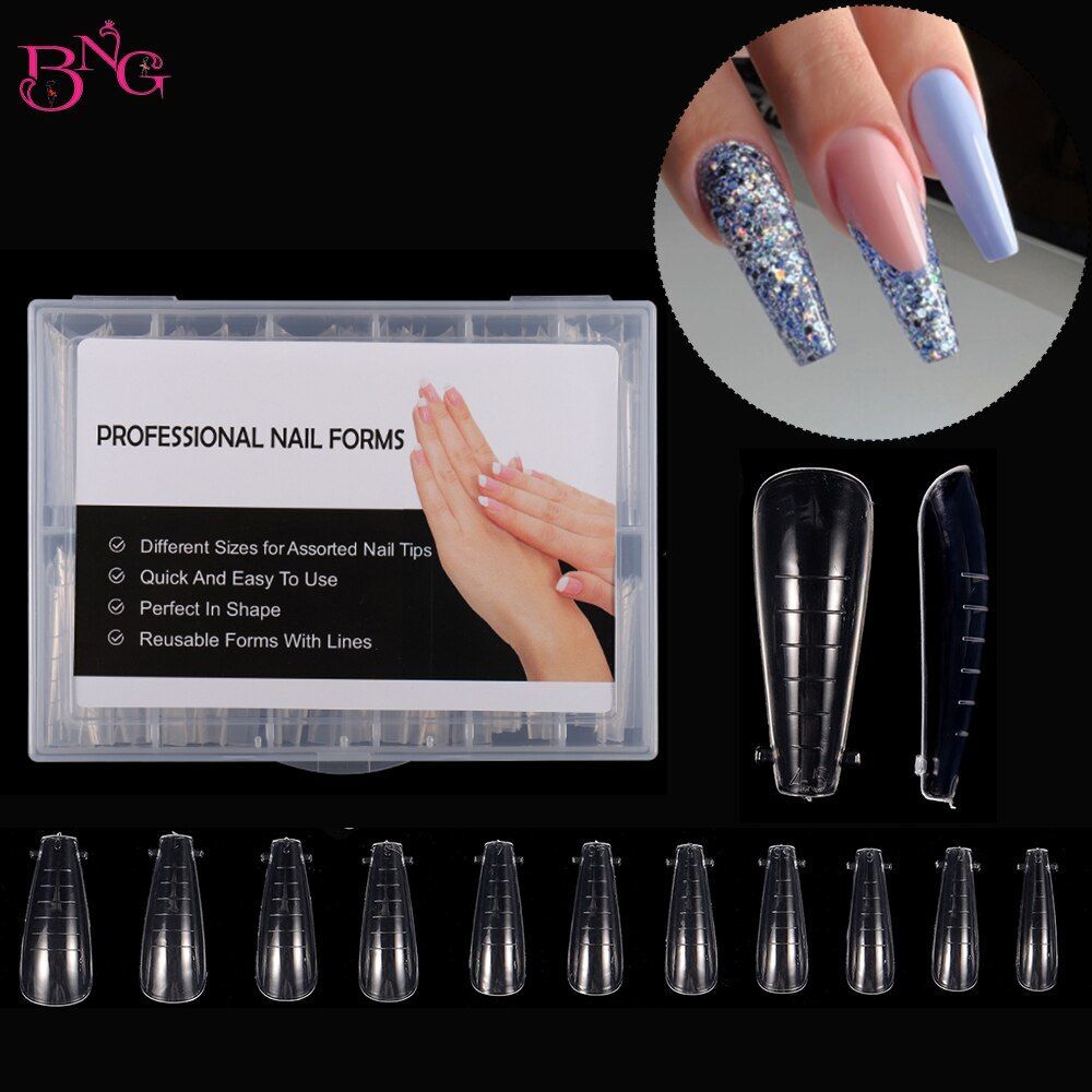 Dual Forms Nails Extension Full Cover-Quick Building Gel Mold Tips Poly Gel Mold