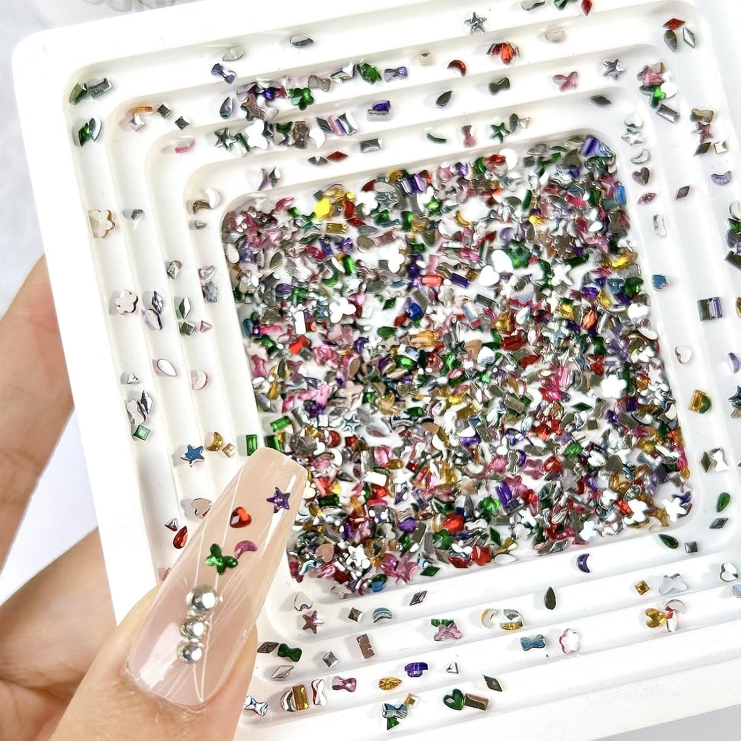 2000PCS Colorful Rhinestones Nail Art Charms Multi Shape Crystal Flat Back Nail