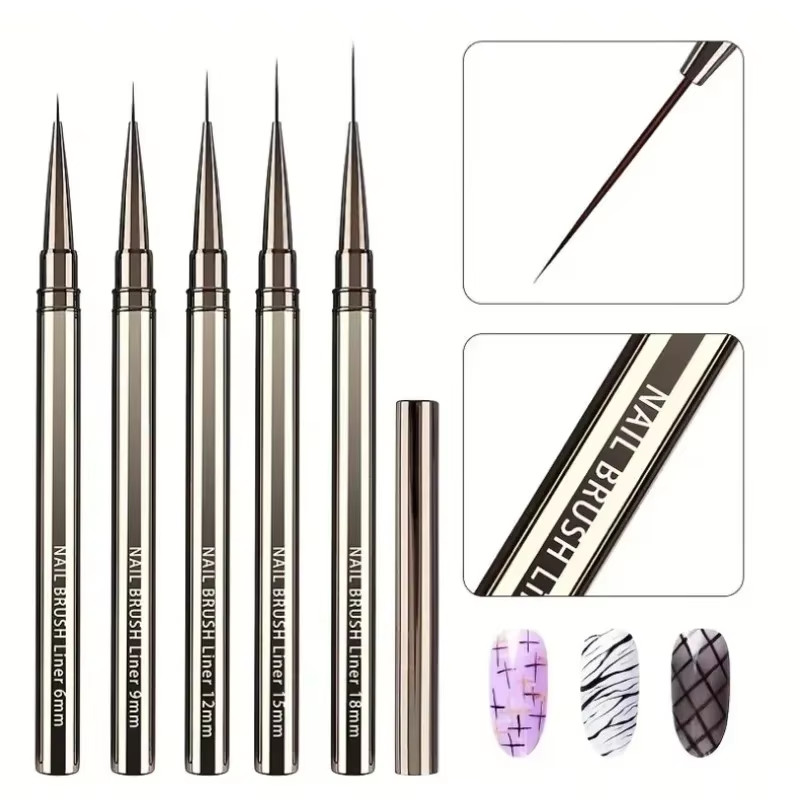 Nails Art Liner Brushes Elongated Lines Striping Drawing Painting 6/9/12/15/18/2