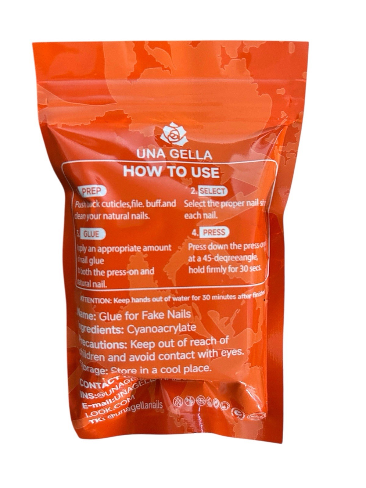 UNA GELLA Solid Nail Tips Glue 3* 5ml Lamp Curing Needed Soak Off Soft.