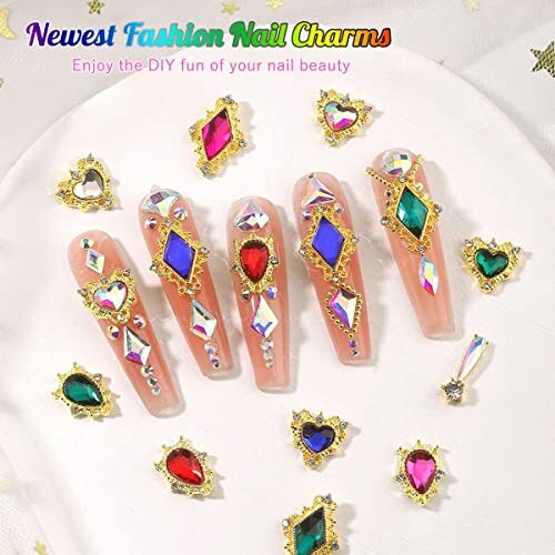 24pcs Red Nail Rhinestones Luxury Nail 1 Box Luxury Style Nail Charms – Red