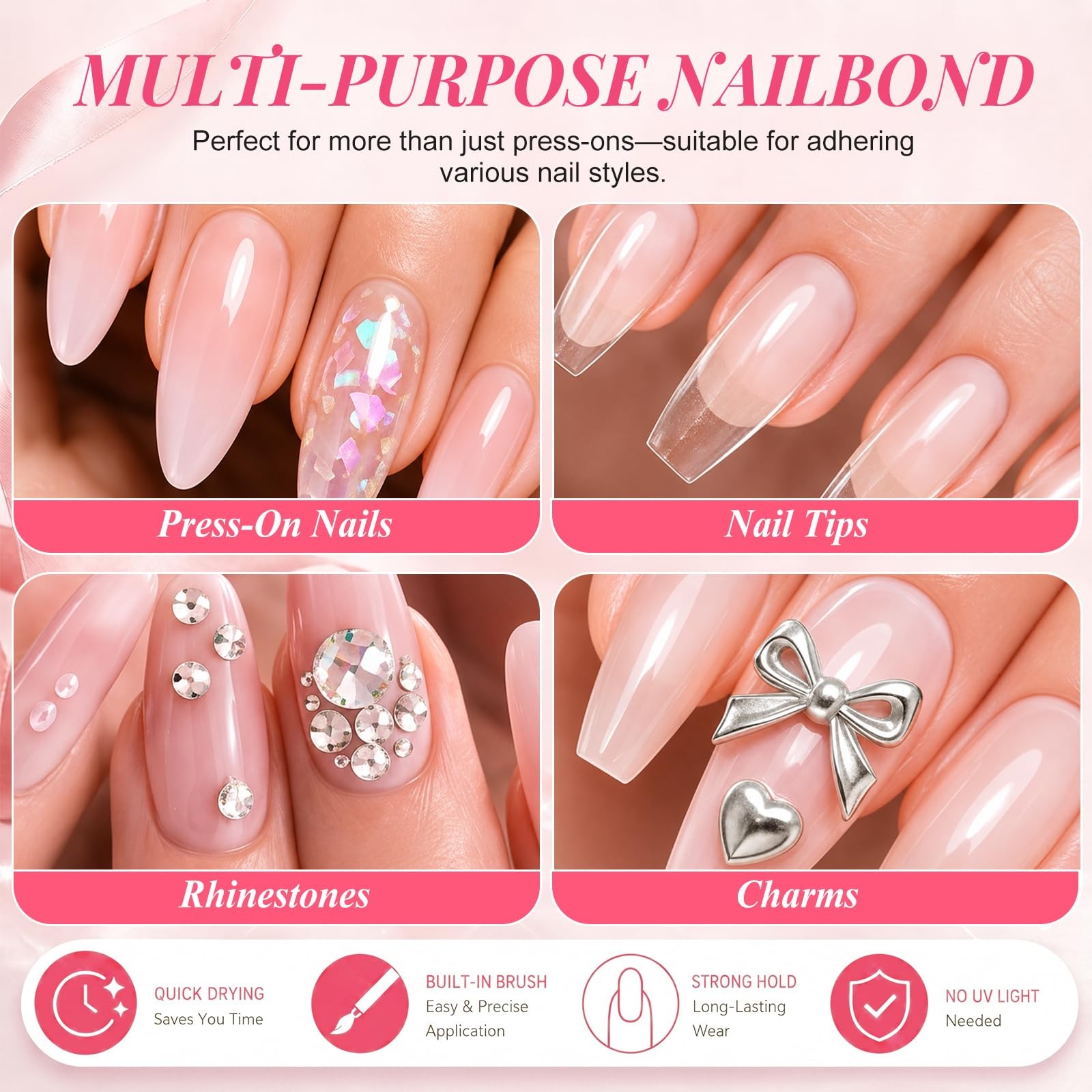 Super Strong Nail Glue, 30g Brush on Nail Glue for Press Ons Nails