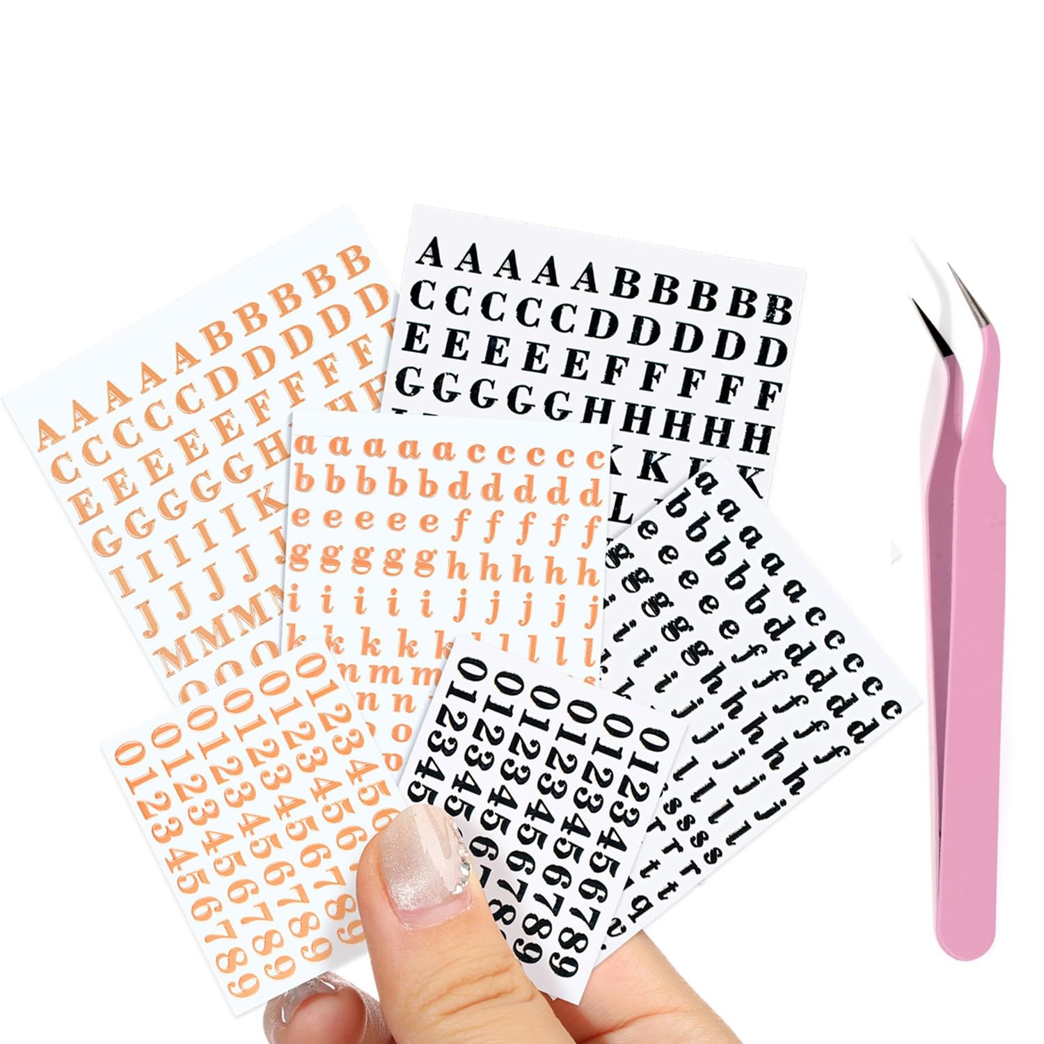 Letter Stickers 0.11inch with Tweezer Small Alphabet Decals 6 Sheets Adhesive…