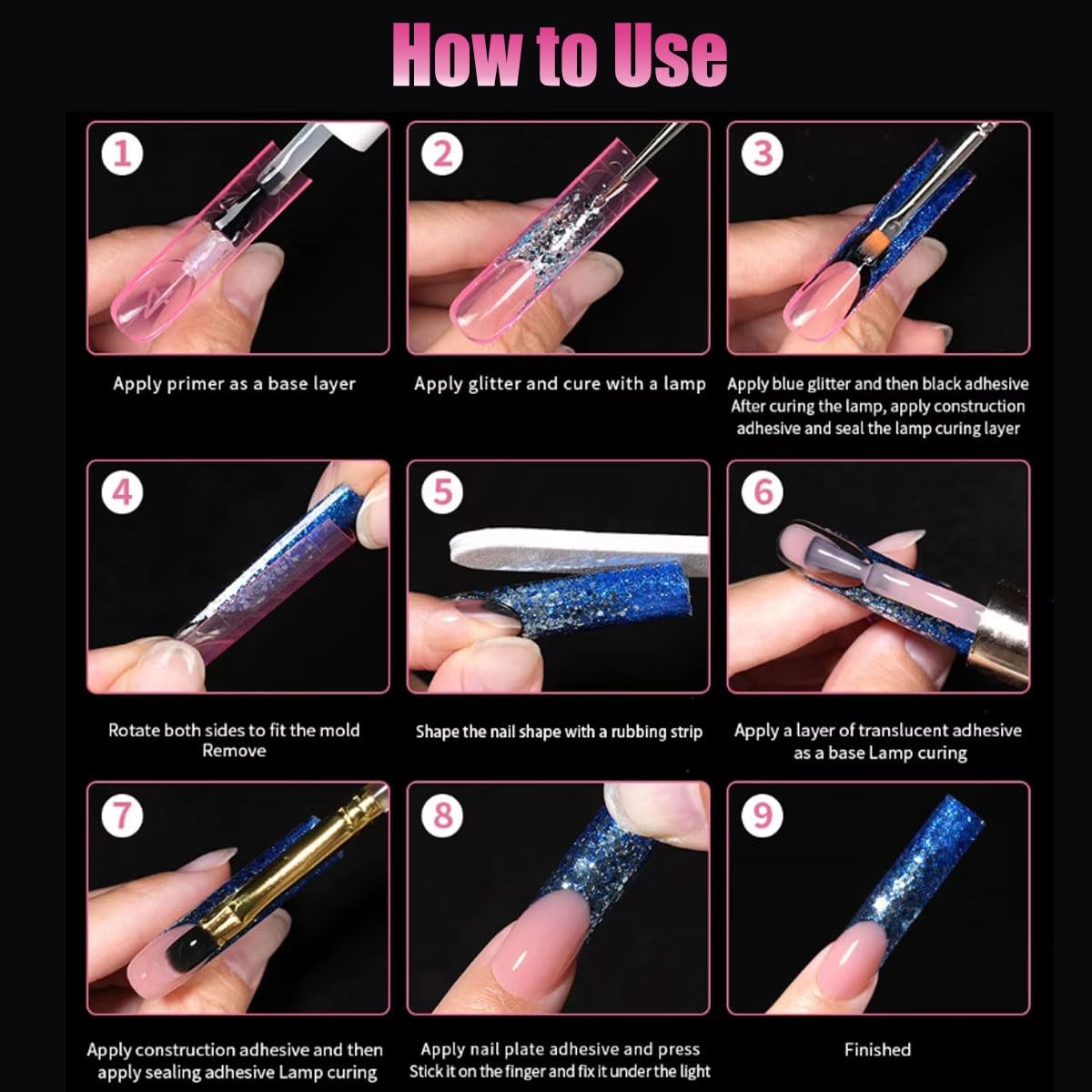 Square Nail Dual Forms for Poly Gel Builder Gel Acrylic Nail Extension,XL,XXL…