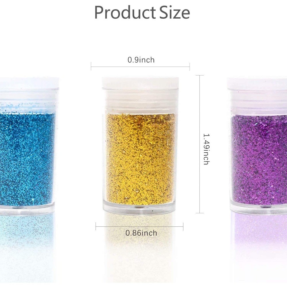 24 Color Fine Glitter Powder for Resin Art, Makeup, Crafts, Body, Nail, Face,