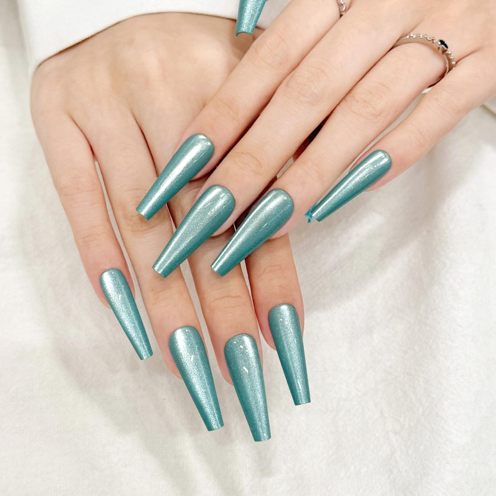 SKYCLOUD Sky Blue coffin press on nails 24pc