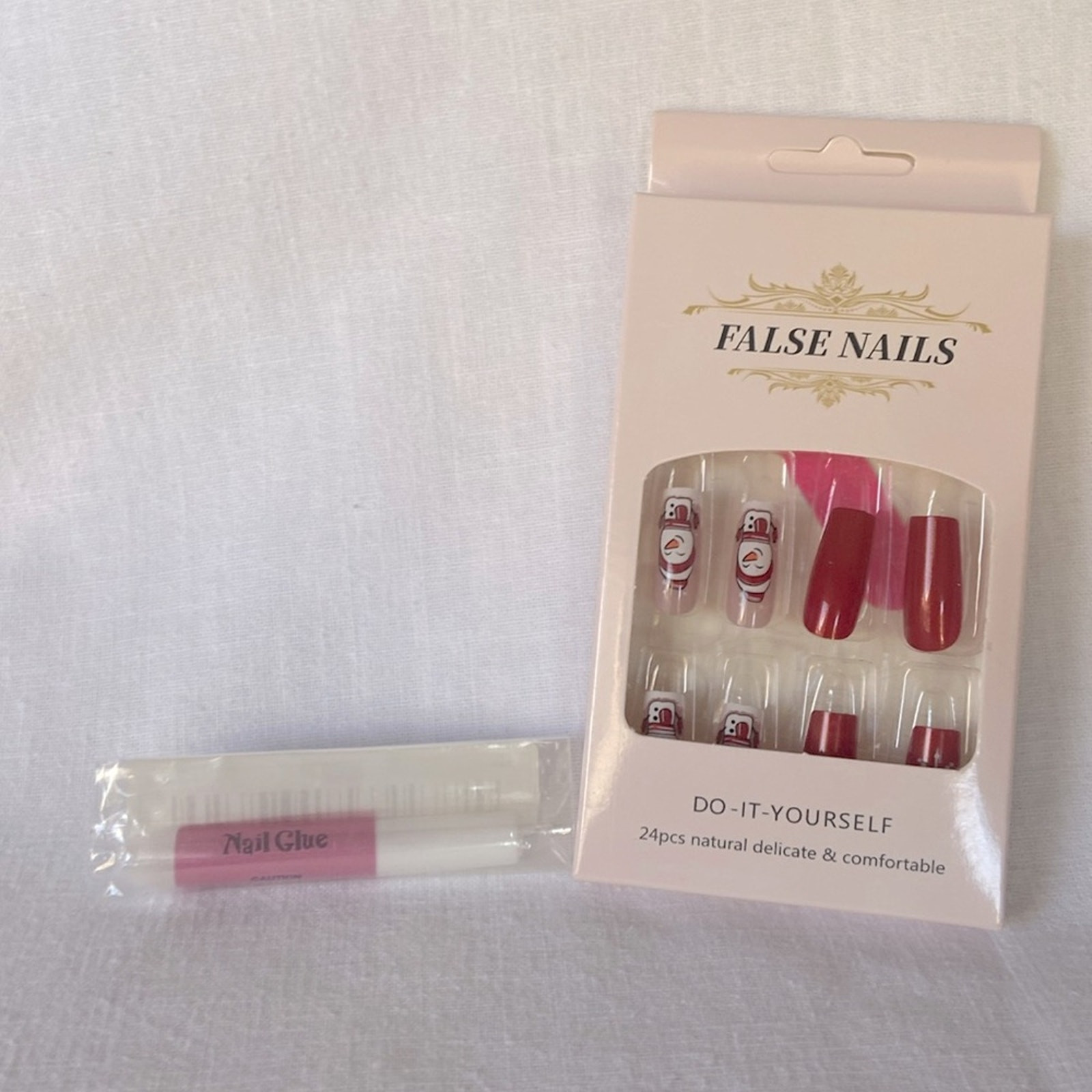 Festive Winter Press On Nails 25 pc Set Holiday Square Medium Length w/ Glue