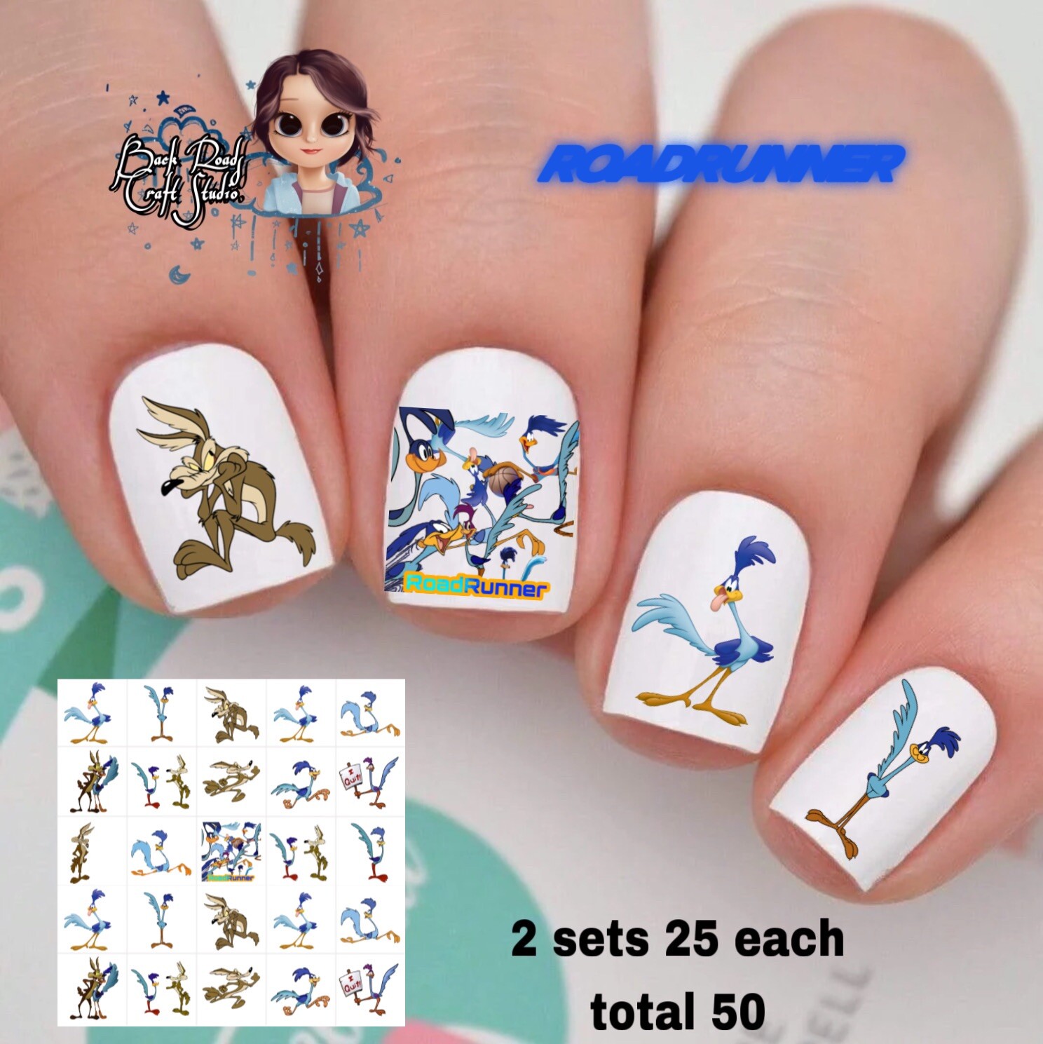 Roadrunner Waterslide Nail Decals Set Of 50 Instructions & Bonus