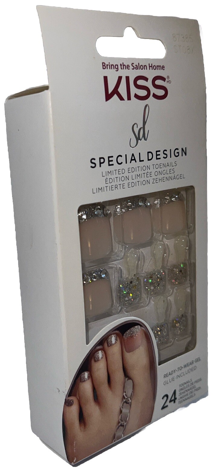 KISS SPECIAL DESIGN Toe Nails #87385 Sparkles/Stones New See Description & Pics