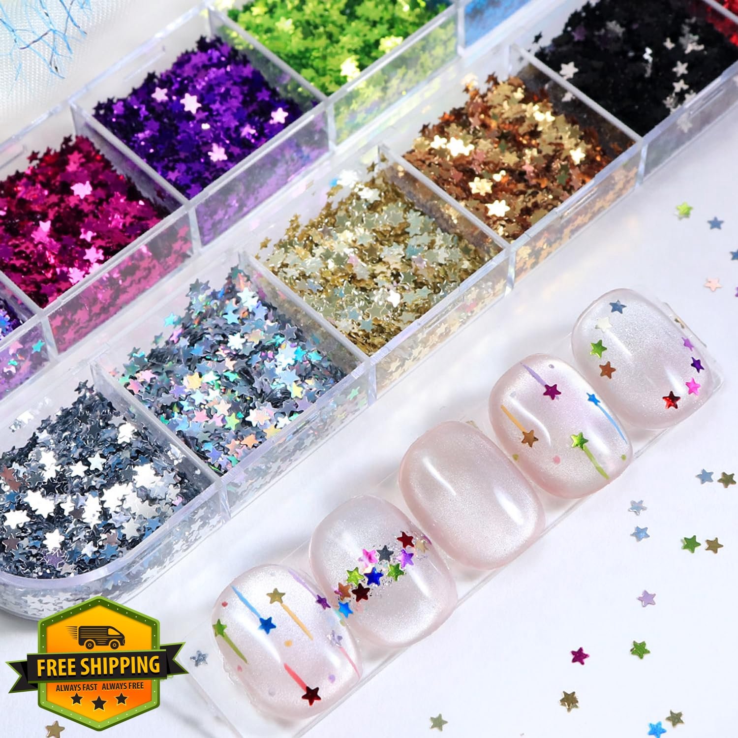 KZBTRBT colorful -8 Star Nail Glitter
