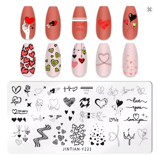 Nail Stamping Plate -JinTian Y-221 – Love, Valentine’s – New