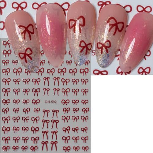 6 Sheets Cute Bow Nail Stickers,Lovely Bows Nail Art Stickers For Nail Designs