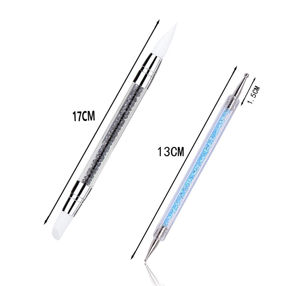 10Pcs Nail Art Gel Carving Pen Nail Dotting Tool Silicone Nail Brushe Set Nail