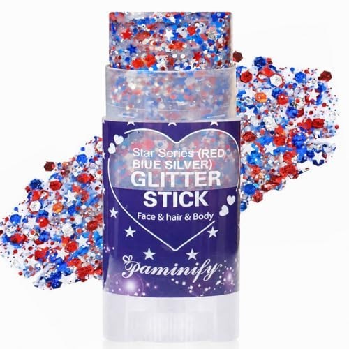 Red White and Blue Body Glitter Stick,4th of July Accessories,Spark, Free Ship