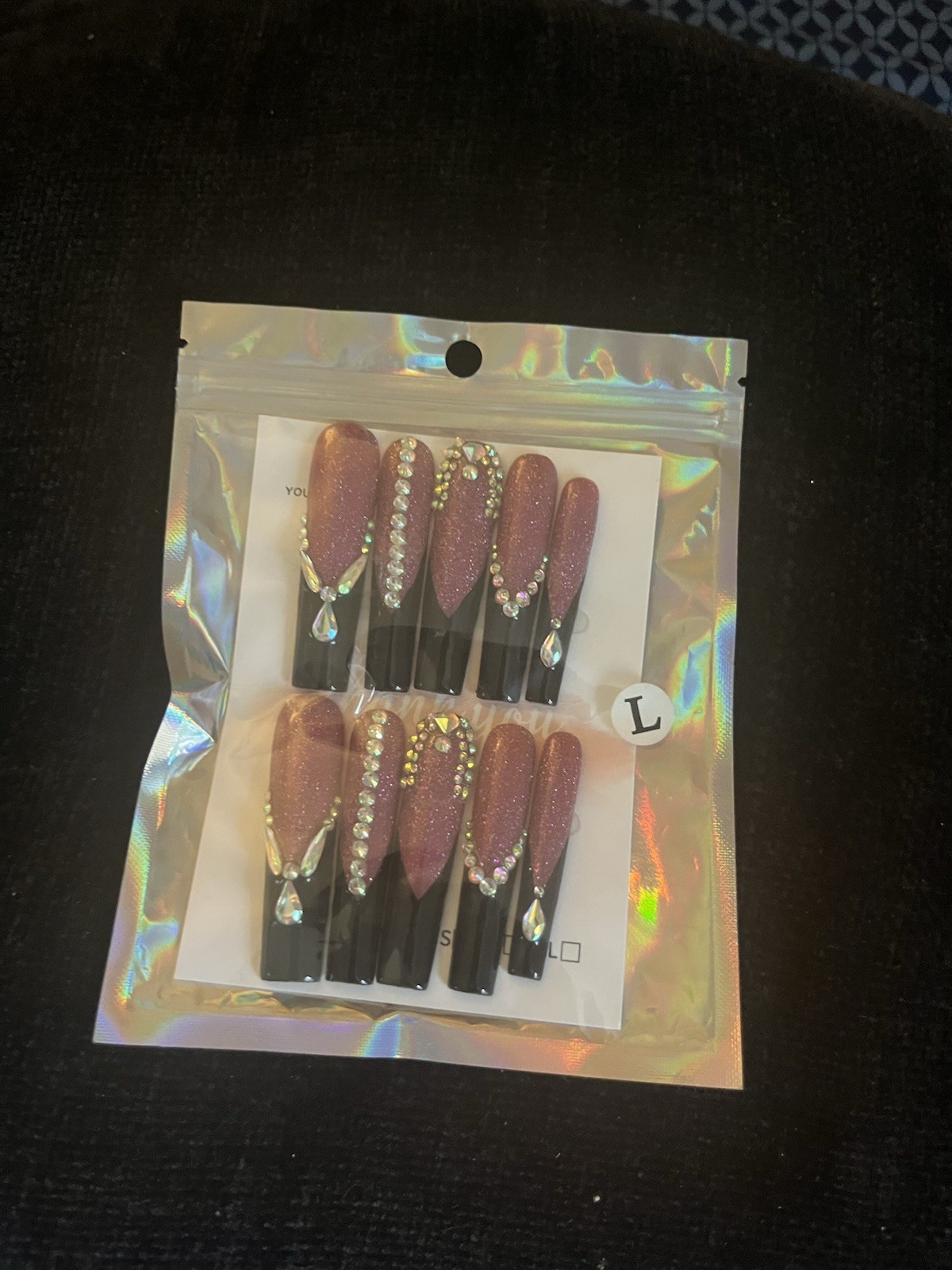 Press-On Nails Handmade Large 3x Pink glitter french tip bow Y2k