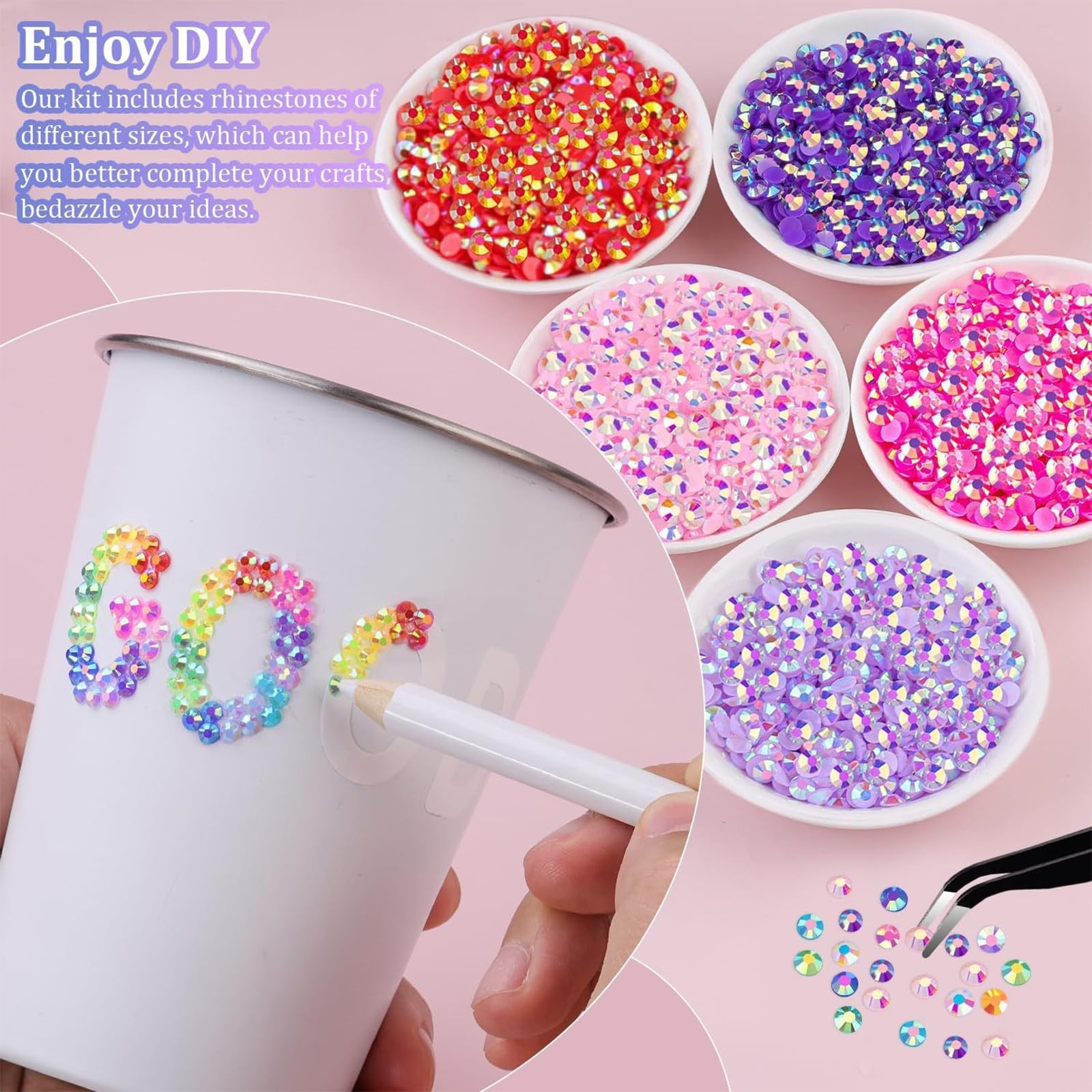 32000Pcs 40 Colors Rhinestones for Bedazzling, 3mm Multicolor Resin Flatback …
