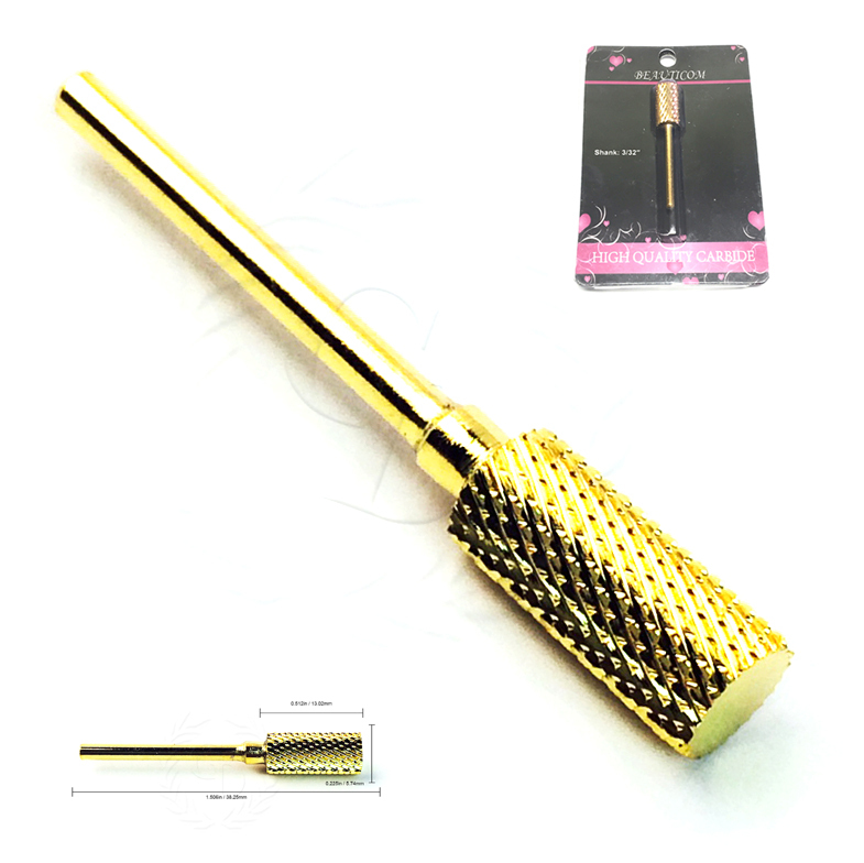 High Quality Premium Gold Nail Carbide Bit For 3/32 Electric Drill Nail File Art