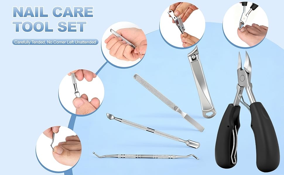 6-in-1 Toenail Clippers for Seniors with Thick Nails – Heavy Duty Wide Opening