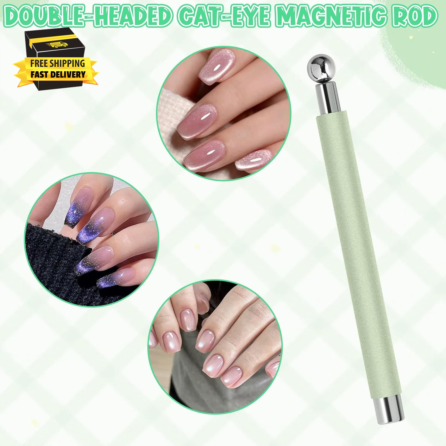 4Pcs Cat Eye Nail Magnet Kit, 3-In-1 Magnet with Dual-Ended Pen & 2Pcs Bunny Gui