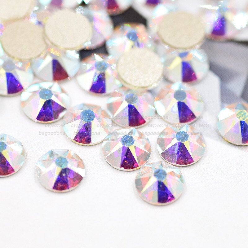 SS3-40 Clear AB Nail Art Decorations Flatback Crystal Rhinestones Non Hotfix DIY