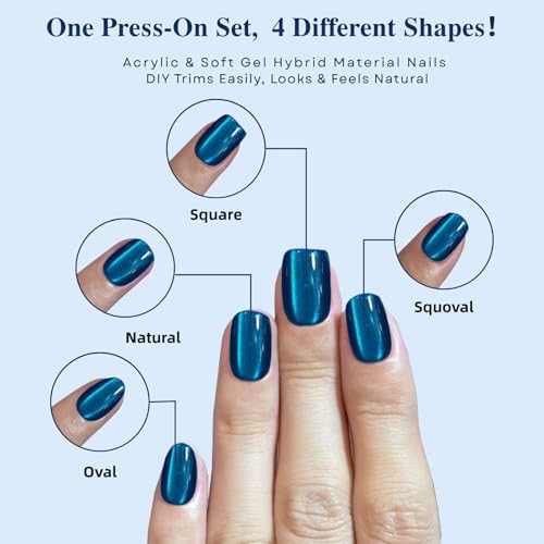 Royal Blue Cat Eye Press On Nails – 4th of July – Short 3-Royal Blue