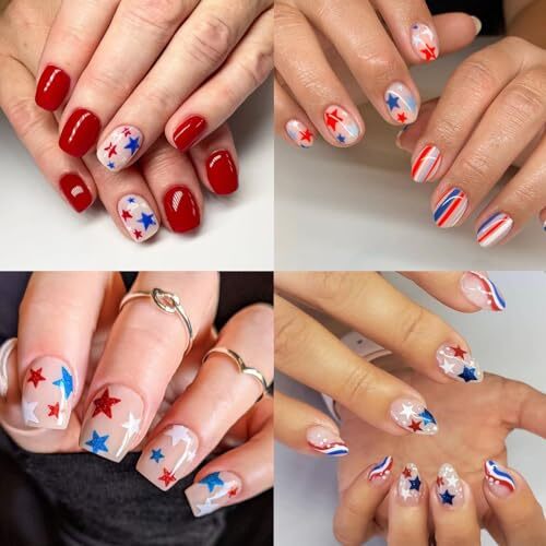 8Sheets Glitter Independence Day Stars Nail Art Stickers 3D Self Adhesive