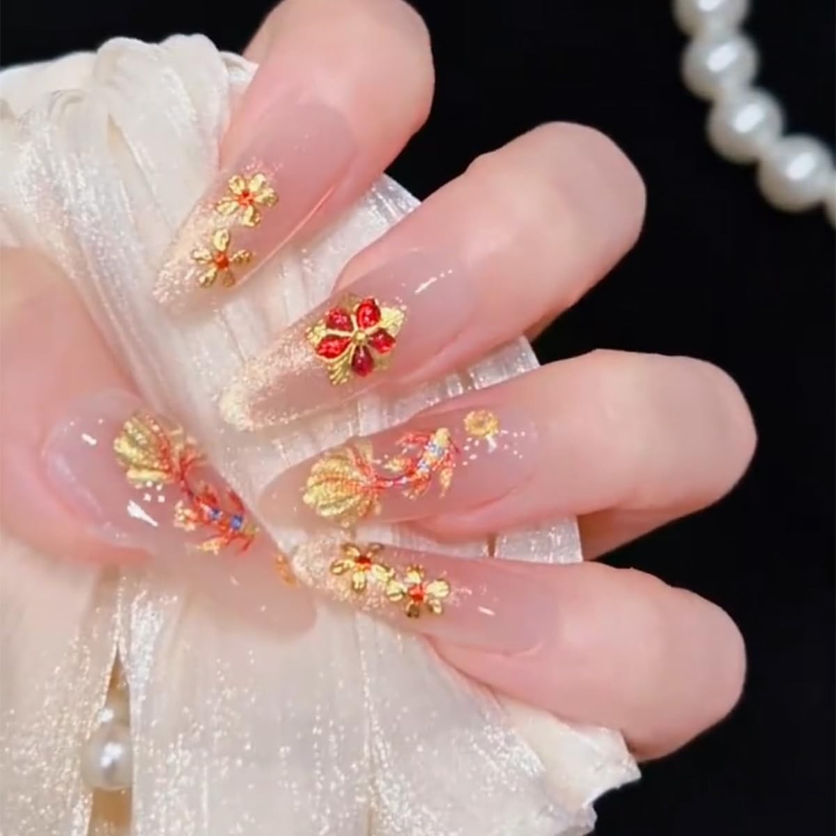1 Goldfish Nail Art Stickers 5D Embossed Glitter Koi Fish Nail Decals -Adhesi…