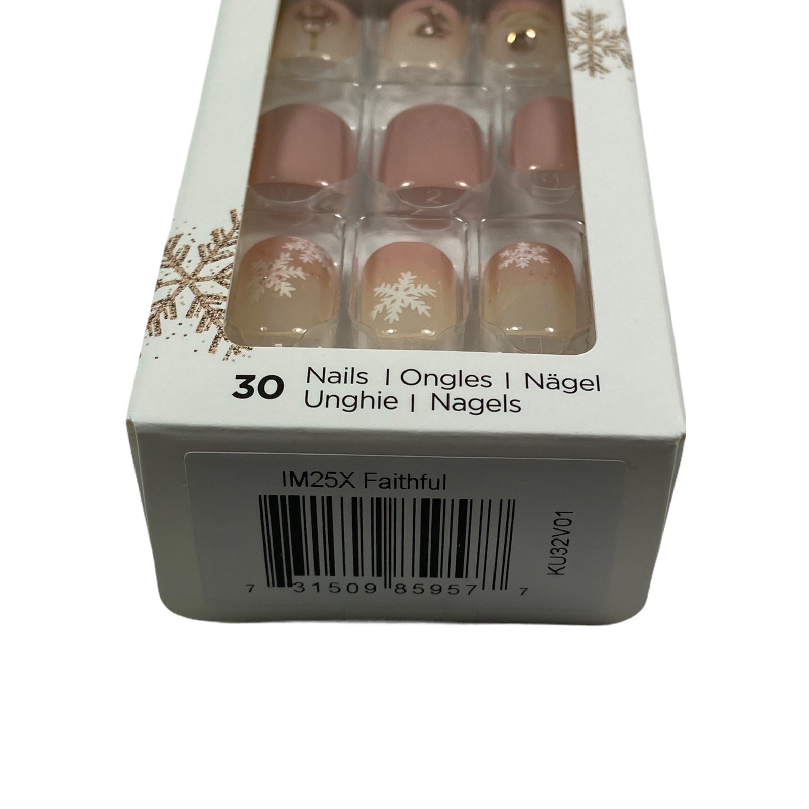 NEW Kiss Nails Impress Press On Manicure Short Ombre Pink Tree Moon Christmas