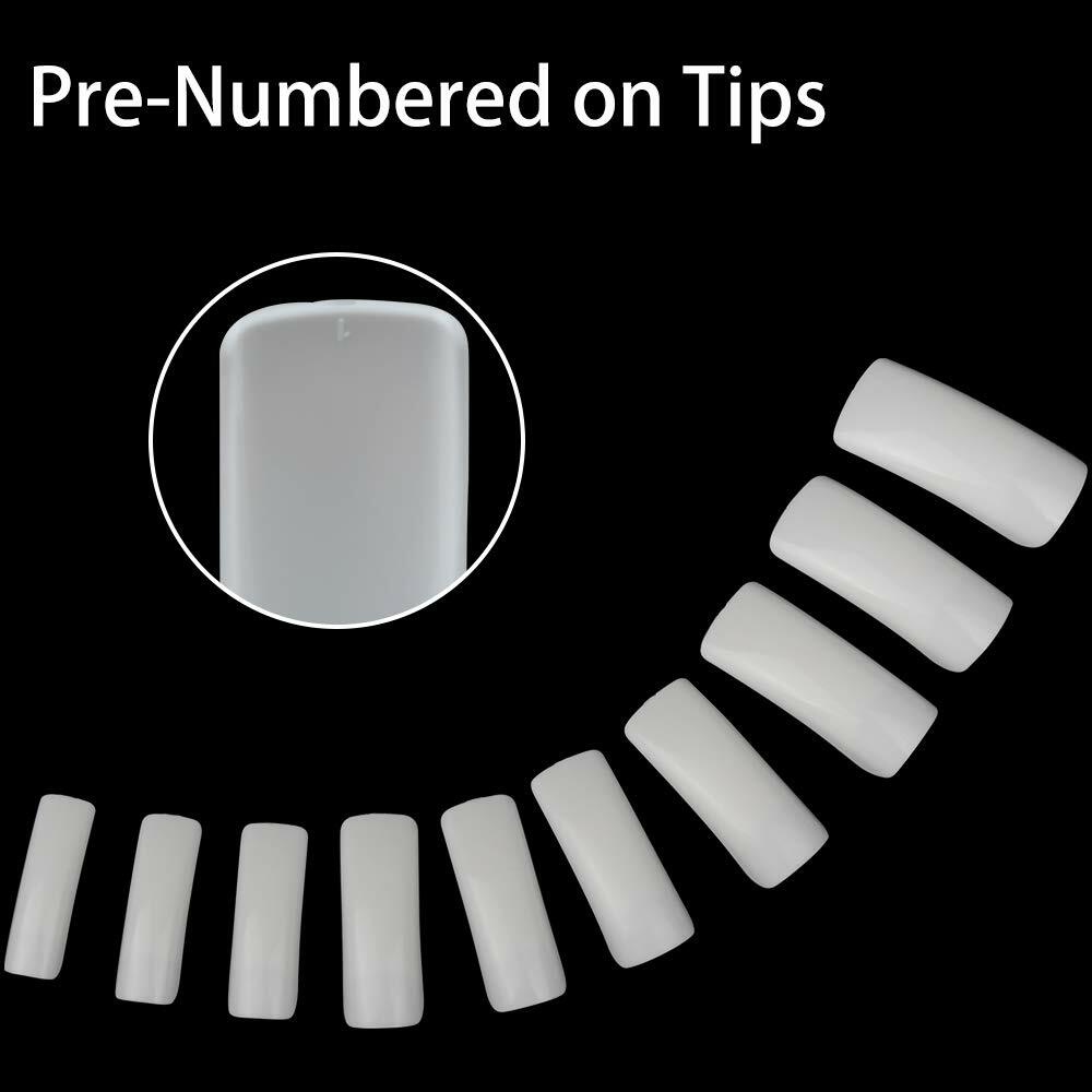 500pcs Acrylic Nail Tips French False Nails Half Cover Fake Nails with Case, DIY