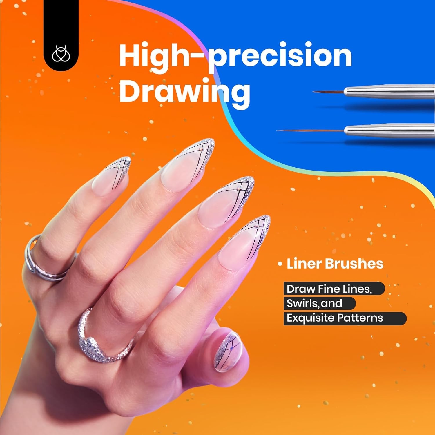 Nail Art Brushes 6 Pcs Wood Alloy, Dotting Liner French Brush Set