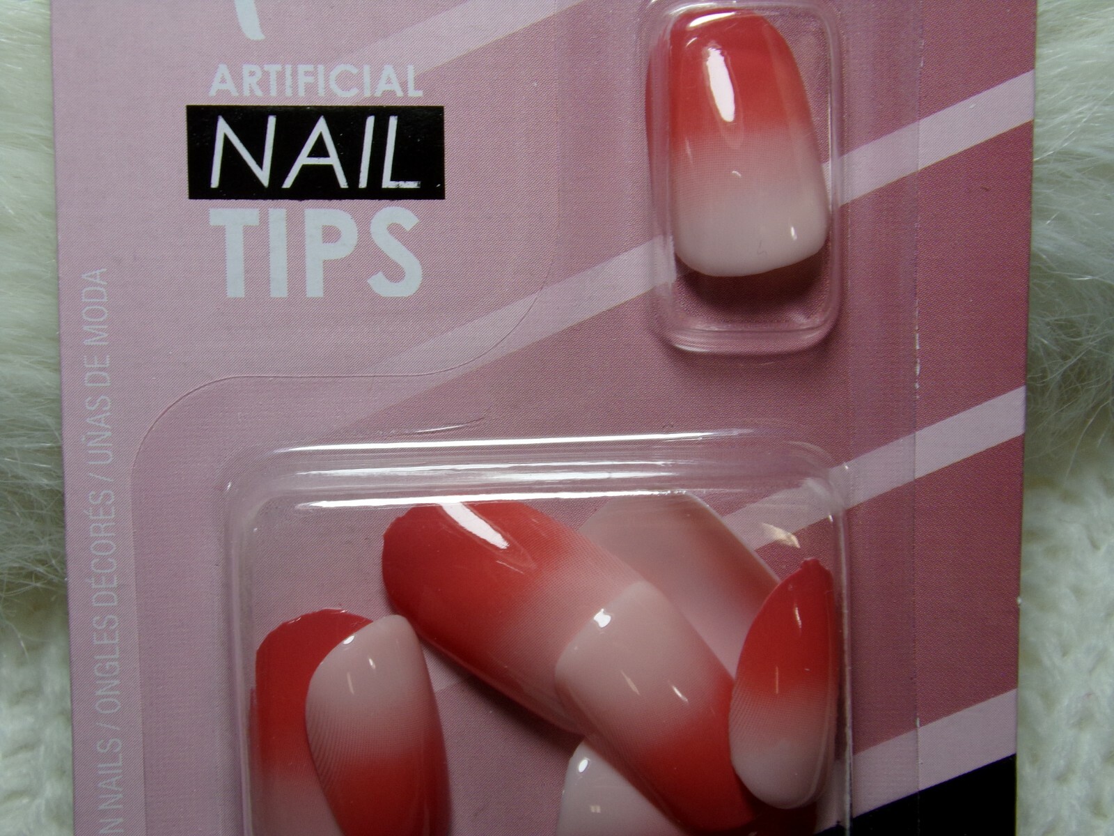 L.A. COLORS Nails Shiny Melon Pink Ombre glue on Short Oval