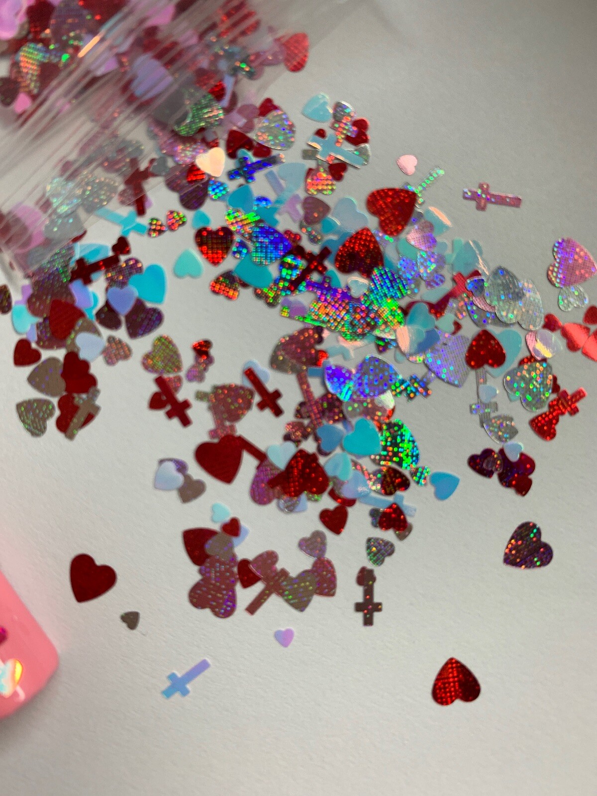 Valentines Hearts, Cross Nail Glitter | 1 TSP | Gel Nail Art & Acrylic