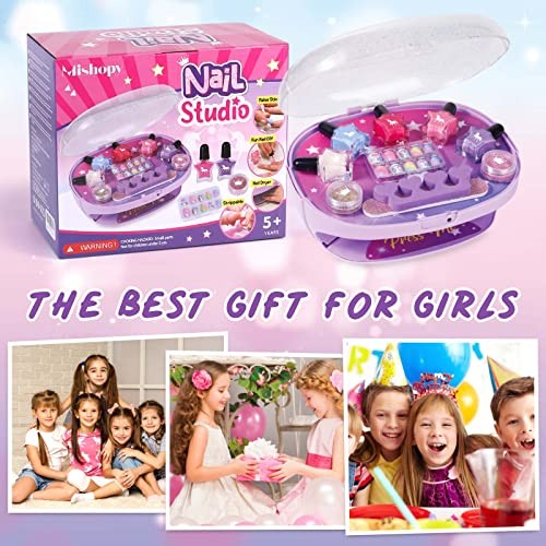 Kids Nail Polish Set for Girls, All-in-One Nail Art Kit – Dryer/ Glitter