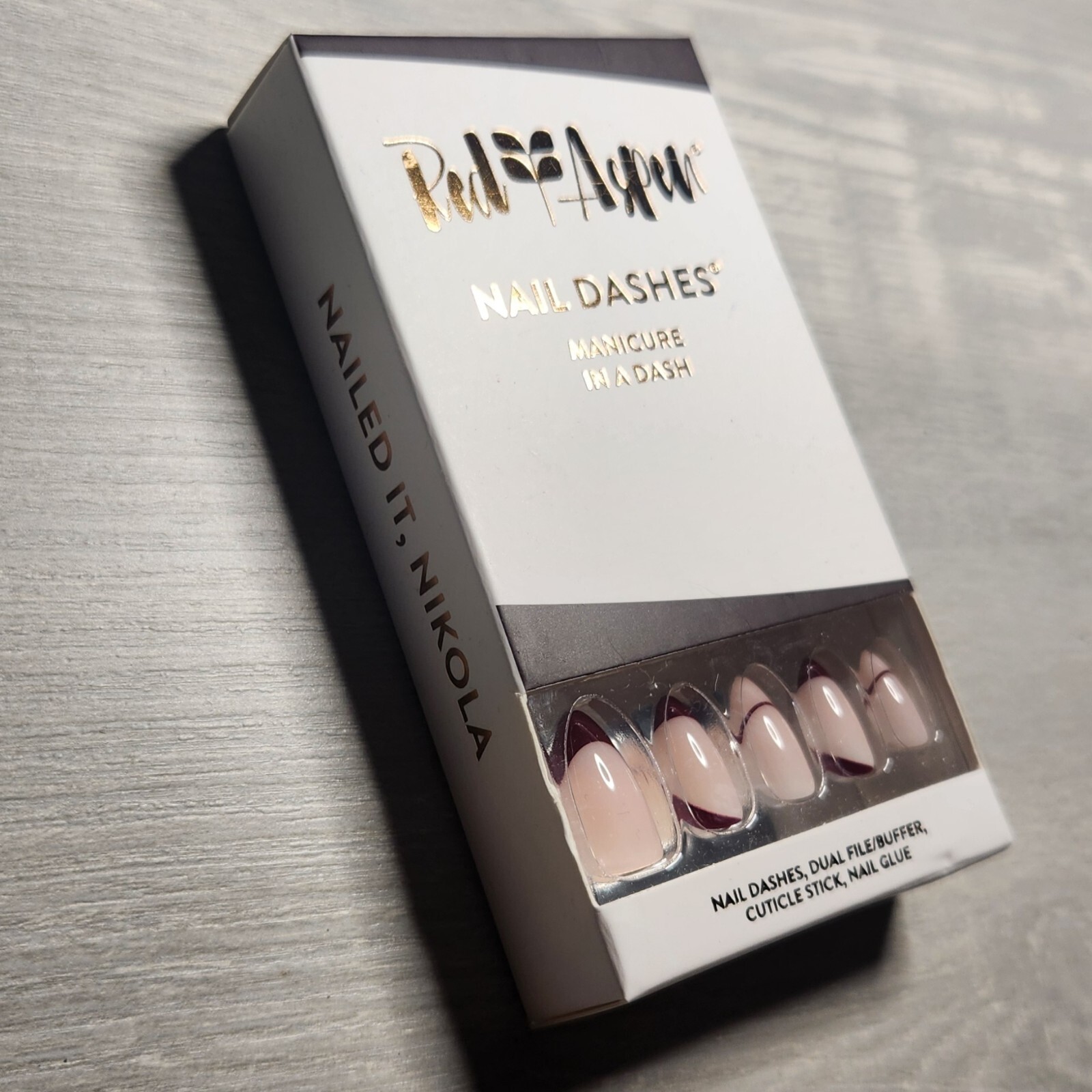 Press On Nails Nailed It, Nikola Medium Almond French Tip Dash Red Aspen