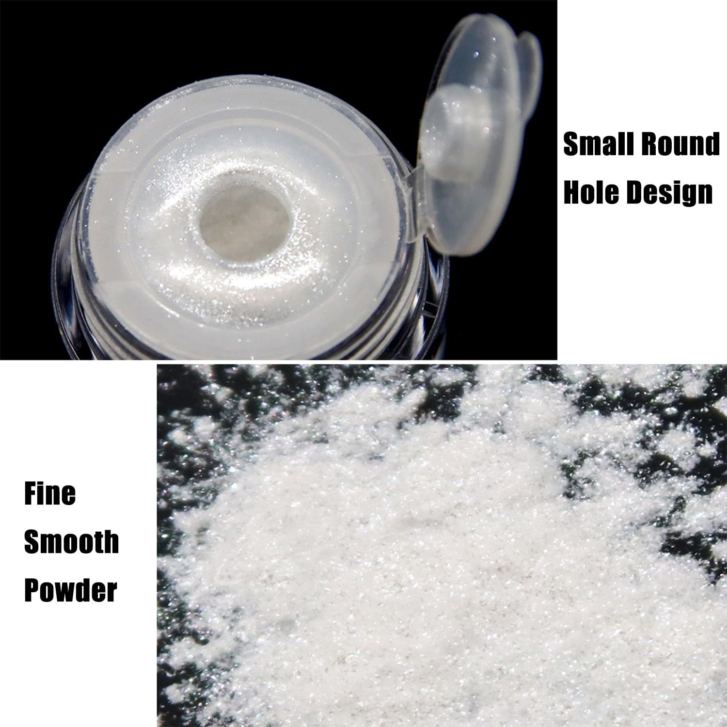 2Pcs White Chrome Nail Powder Moonlight Pearl Powder for Nails, Magic Clear Pear